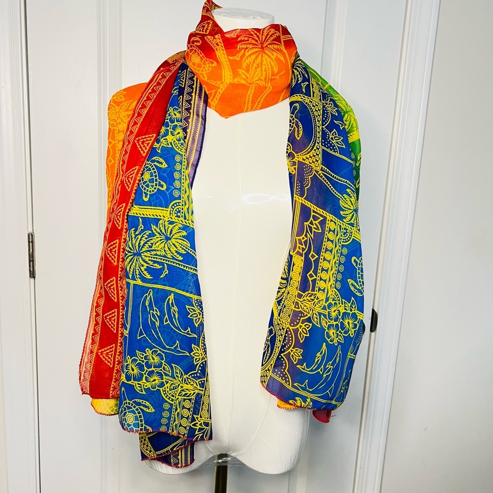 Vibrant Multicolor Multi Purpose Beach Scarf With… - image 5
